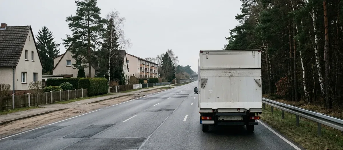 Möbelkoffer auf der Autobahn, Tour von Hohen Neuendorf Richtung Hannover